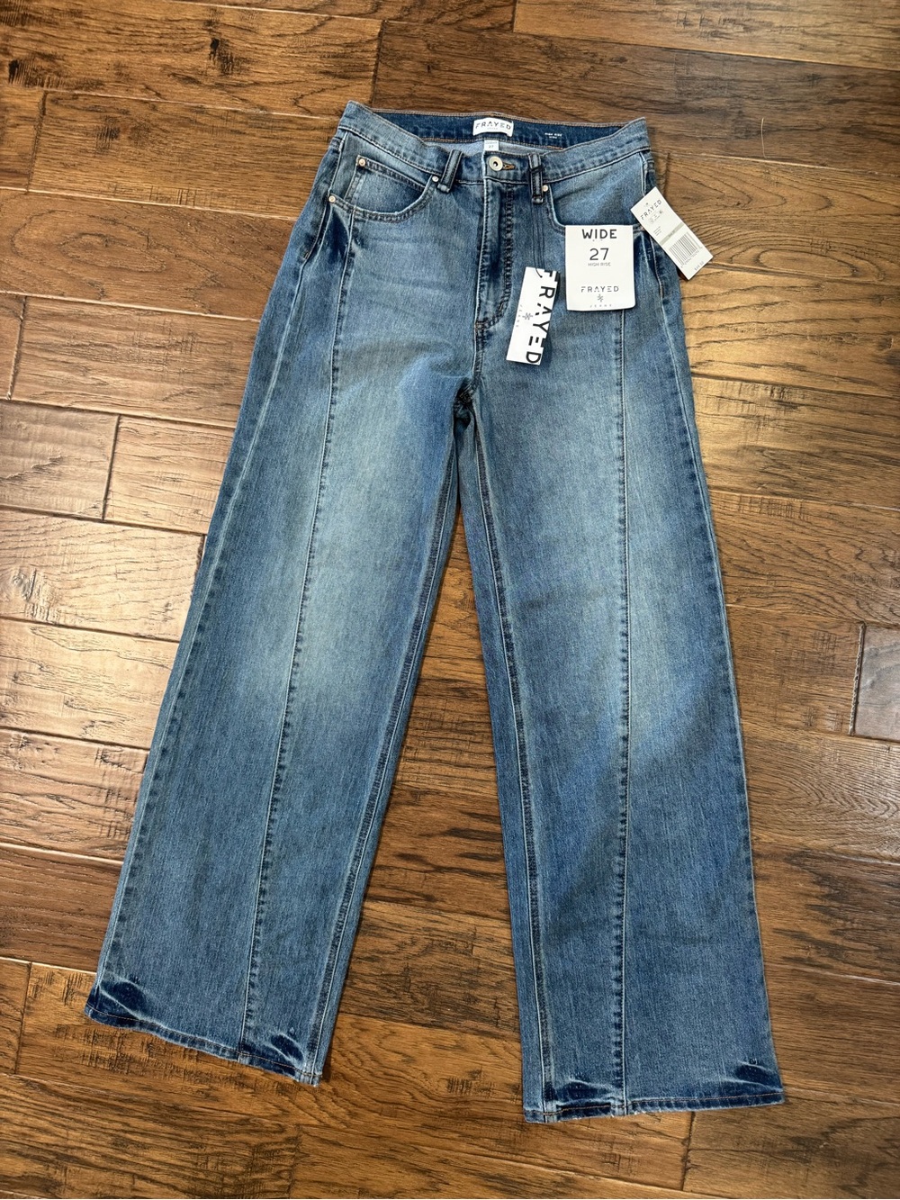 FRAYED Wide-Leg Women’s Jeans in Medium Blue